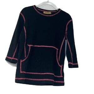 So What girls sz 7 black pink trim tee casual fun classic spring summer fall